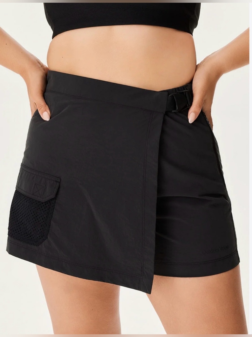 Outdoor Voices RecNylon 3” Skort High-Waist Water-Resistant In Black Size M